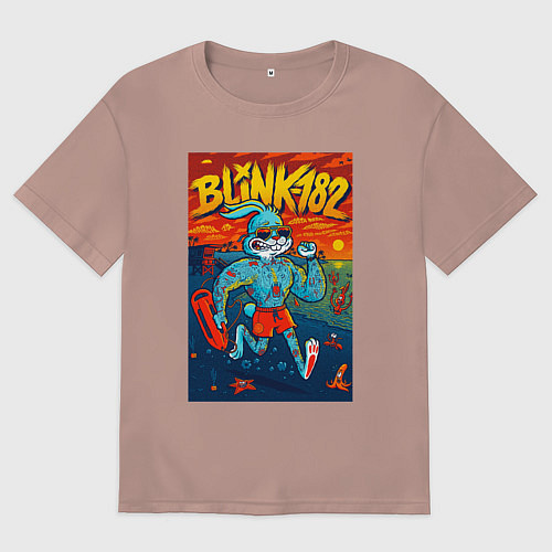 Мужская футболка оверсайз Blink 182 rock / Пыльно-розовый – фото 1
