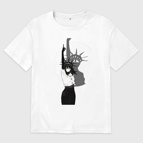 Мужская футболка оверсайз Человек-бензопила Йор / Белый – фото 1