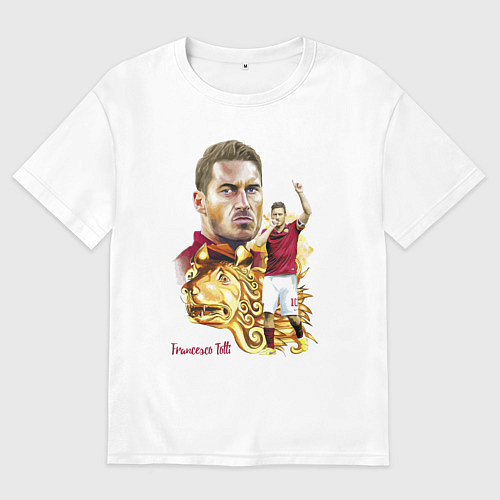 Мужская футболка оверсайз Франческо Тотти капитан Ромы - Италия / Белый – фото 1