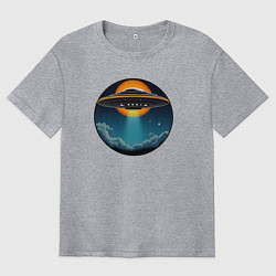 Футболка оверсайз мужская Космическая тарелка, цвет: меланж