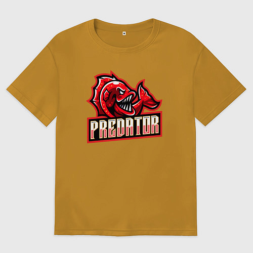 Мужская футболка оверсайз Рыбка хищник / Горчичный – фото 1