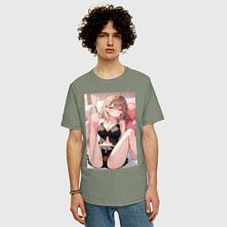 Футболка оверсайз мужская Девушка секси, цвет: авокадо — фото 2