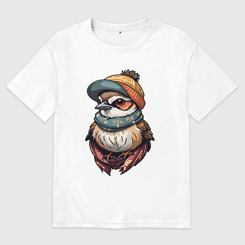 Мужская футболка оверсайз Модный воробей / Белый – фото 1