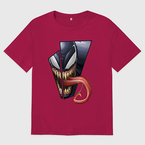 Мужская футболка оверсайз Venom with tongue sticking out / Маджента – фото 1