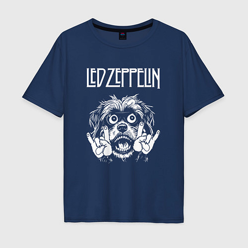 Мужская футболка оверсайз Led Zeppelin rock dog / Тёмно-синий – фото 1