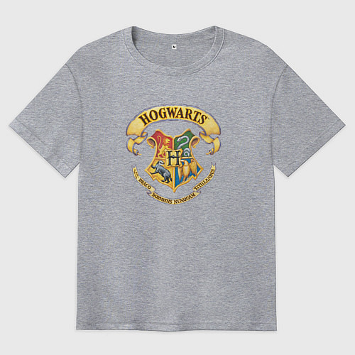Мужская футболка оверсайз Хогвартс - факультеты / Меланж – фото 1