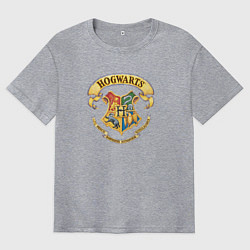 Футболка оверсайз мужская Хогвартс - факультеты, цвет: меланж