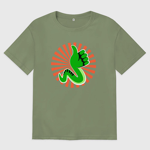 Мужская футболка оверсайз Змея на позитиве / Авокадо – фото 1