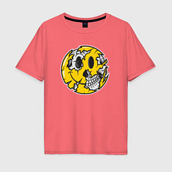 Футболка оверсайз мужская Smile skull, цвет: коралловый