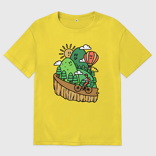 Мужская футболка оверсайз Велосипедное путешествие / Желтый – фото 1