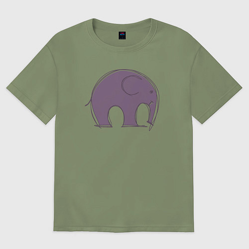Мужская футболка оверсайз Милый слон / Авокадо – фото 1