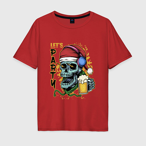 Мужская футболка оверсайз Skull Santa / Красный – фото 1