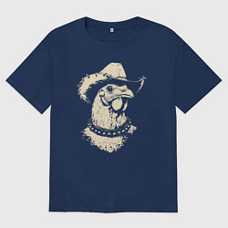 Футболка оверсайз мужская Курица ковбой, цвет: тёмно-синий