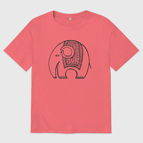 Мужская футболка оверсайз Забавный слоник / Коралловый – фото 1