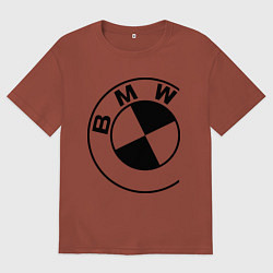 Футболка оверсайз мужская БМВ значок, цвет: кирпичный