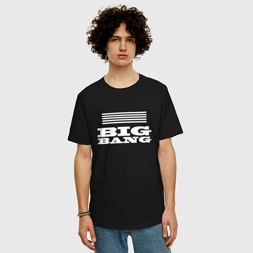 Мужская футболка оверсайз Big bang лого / Черный – фото 3