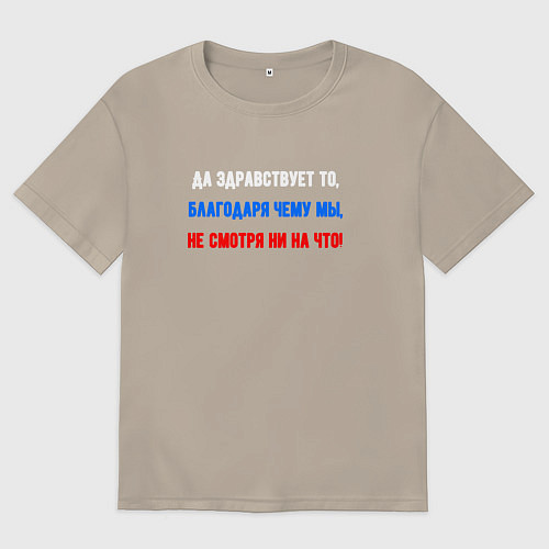 Мужская футболка оверсайз Русский дух - флаг / Миндальный – фото 1