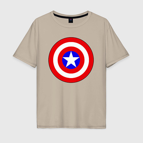 Мужская футболка оверсайз Captain America logo / Миндальный – фото 1