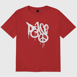 Футболка оверсайз мужская Peace graffiti, цвет: красный
