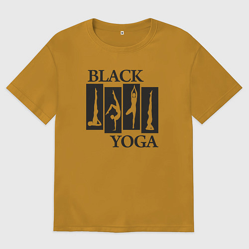 Мужская футболка оверсайз Yoga black / Горчичный – фото 1