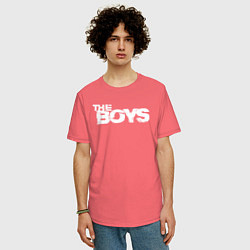 Футболка оверсайз мужская The boys logo, цвет: коралловый — фото 2