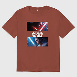 Футболка оверсайз мужская Звездные войны - Пробуждение силы, цвет: кирпичный