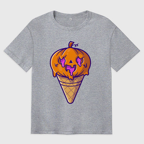 Мужская футболка оверсайз Ice cream pumpkin / Меланж – фото 1