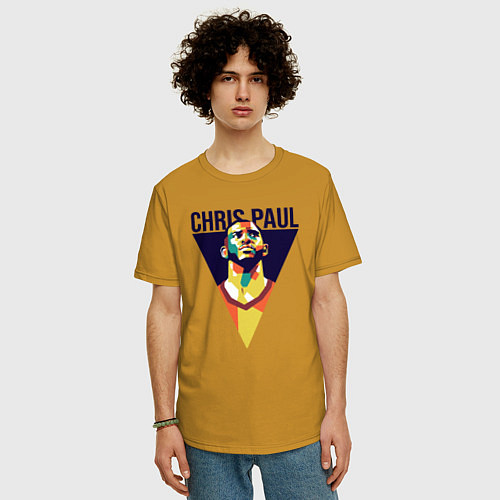 Мужская футболка оверсайз Крис Пол / Горчичный – фото 3
