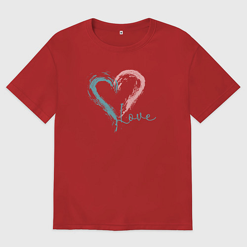 Мужская футболка оверсайз Сердце love / Красный – фото 1