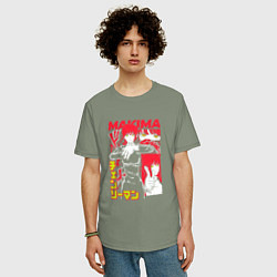 Футболка оверсайз мужская Человек-бензопила - Makima, цвет: авокадо — фото 2