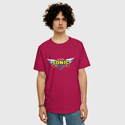 Футболка оверсайз мужская Team Sonic racing - logo, цвет: маджента — фото 2