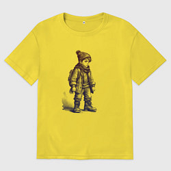 Футболка оверсайз мужская Школьник в высоких ботинках, цвет: желтый