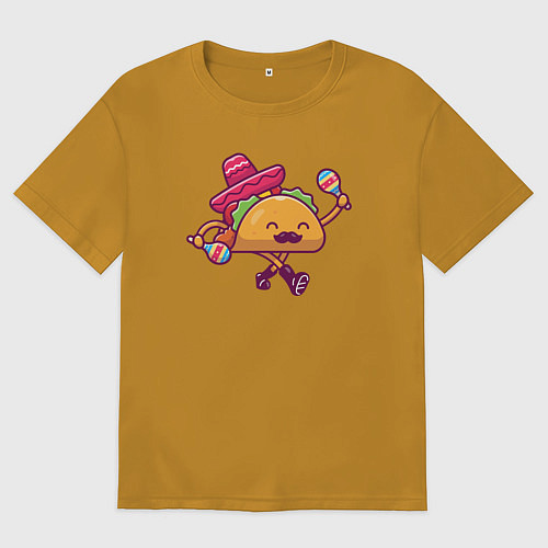 Мужская футболка оверсайз Забавный тако / Горчичный – фото 1