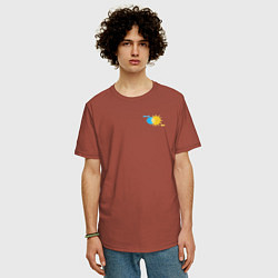 Футболка оверсайз мужская Луна и солнце, цвет: кирпичный — фото 2