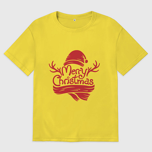 Мужская футболка оверсайз Рождественский колпак / Желтый – фото 1