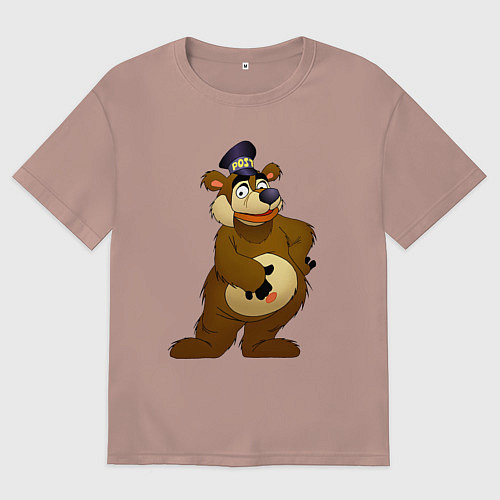 Мужская футболка оверсайз Мишка-почтальон / Пыльно-розовый – фото 1