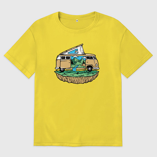 Мужская футболка оверсайз Выезд на природу / Желтый – фото 1