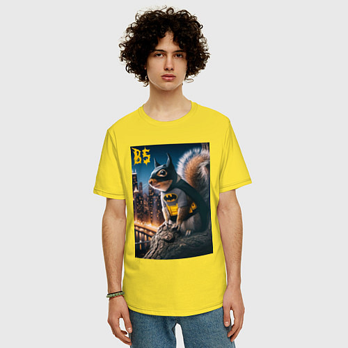 Мужская футболка оверсайз Bat squirrel - ai art fantasy / Желтый – фото 3