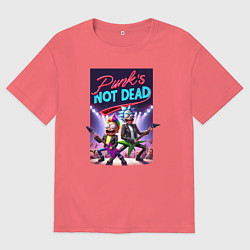 Футболка оверсайз мужская Punks not dead - Rick and Morty, цвет: коралловый