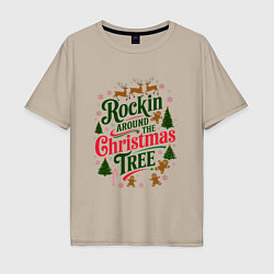 Футболка оверсайз мужская Новогодняя атмосфера rockin around the christmas t, цвет: миндальный