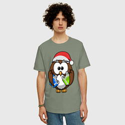 Футболка оверсайз мужская Сова Клаус, цвет: авокадо — фото 2