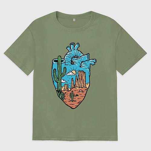 Мужская футболка оверсайз Сердце пустыни / Авокадо – фото 1