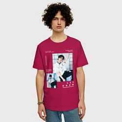 Футболка оверсайз мужская Lee know stray kids rockstar, цвет: маджента — фото 2