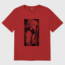 Футболка оверсайз мужская Девушка на уличных задворках, цвет: красный