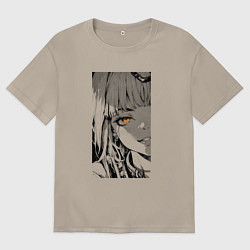 Футболка оверсайз мужская Оранжевоглазая яндере, цвет: миндальный