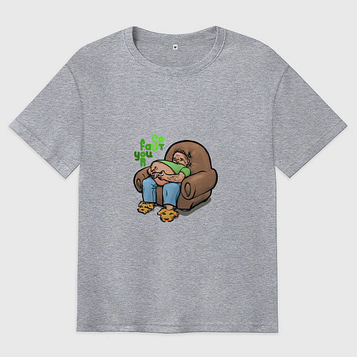 Мужская футболка оверсайз Слишком быстрый для тебя / Меланж – фото 1