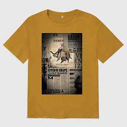 Футболка оверсайз мужская Важные новости, цвет: горчичный