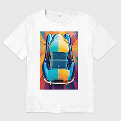 Футболка оверсайз мужская Яркий ретро автомобиль, цвет: белый