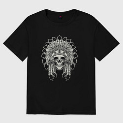 Футболка оверсайз мужская Skull indian, цвет: черный