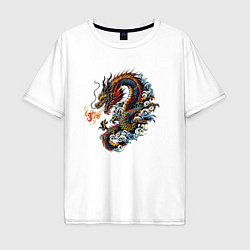 Мужская футболка оверсайз Japanese dragon - engraving